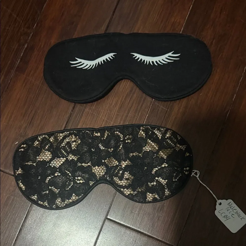 Black Lace and Eyelash Sleep Masks TWO Sleep Masks - 1 Silk & 1 Cotton NEW